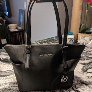 Michael Kors Black Jet Set Soprano Leather Tote